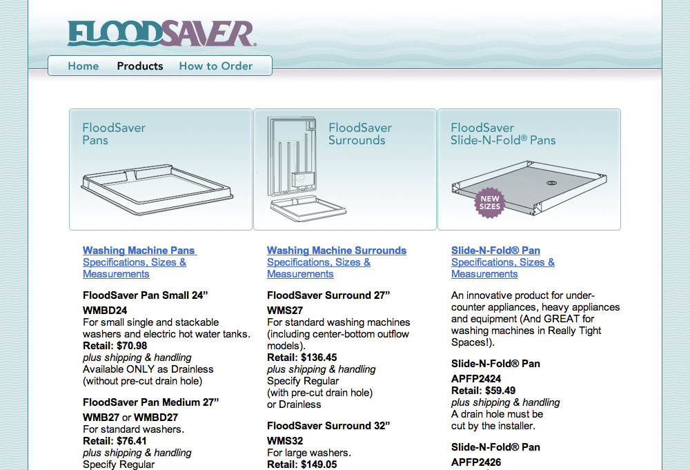 Flood Saver Products Page