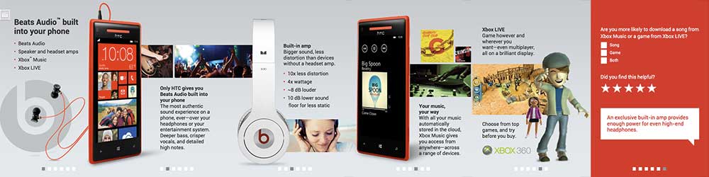 HTC Mobile training entertainment horizontal layout